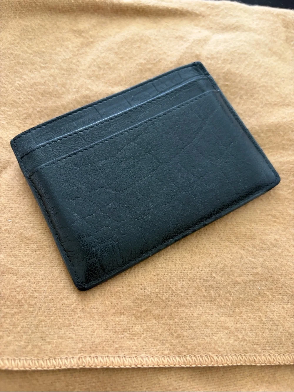 Saint Laurent Black Leather Card Case with Gold YSL Emblem